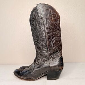 Dan Post black leather western mid calf boot